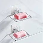 1Pc-Stainless Steel Soap Rack Punch-Free Nail-Free Bathroom Single Layer Drain Wall Hanging Sucker Soap Box Light Luxury Shelf
