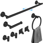 PHANCIR 7 Pcs Hardware Set for Bathroom, Stainless Steel Accessories, Includes 24" Towel Bar, Toilet Paper Holder, Towel Ring, Robe Hooks, Wall Mounted Bathroom Towel Rack Set, Nickel-Silver