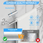PHANCIR 7 Pcs Hardware Set for Bathroom, Stainless Steel Accessories, Includes 24" Towel Bar, Toilet Paper Holder, Towel Ring, Robe Hooks, Wall Mounted Bathroom Towel Rack Set, Nickel-Silver